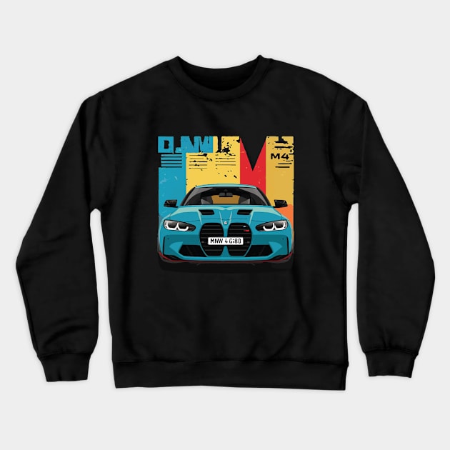 BMW M4 G80 Drift Vintage Car Crewneck Sweatshirt by Cruise Dresses